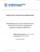 METODOLOGIA PARA LA MEJOR ADMINISTRACION DE LOS RECURSOS HUMANOS