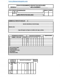 FICHA DE SEGUIMIENTO PROYECTOS ESCOLARES. Página 1