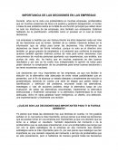 Importancia de las decisiones en las empresas