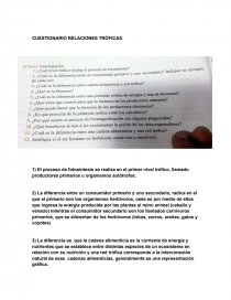 CUESTIONARIO RELACIONES TRÓFICAS. Página 1