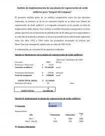 Análisis de implementación de una planta de regeneración de ácido sulfúrico para “Sargent Oil Company”. Página 1