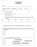Prueba matemática primero