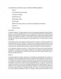 LA VERACIDAD DE LA TECNICA Y USO DE LA TERAPIA O HIPNOSIS REGRESIVA. Página 1