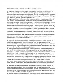 ¿Qué ha determinado el lenguaje común que se utiliza en la ciencia?. Página 1