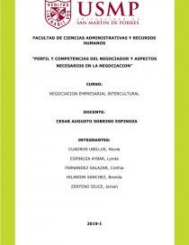 PERFIL Y COMPETENCIAS DEL NEGOCIADOR Y ASPECTOS NECESARIOS EN LA NEGOCIACION”. Página 1
