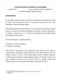 LA JUSTIFICACIÓN EN LA EPÍSTOLA A LOS ROMANOS. Página 1