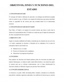 OBJETIVOS, FINES Y FUNCIONES DEL ESTADO