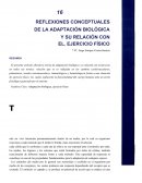 REFLEXIONES CONCEPTUALES DE LA ADAPTACIÓN BIOLÓGICA Y SU RELACIÓN CON EL. EJERCICIO FÍSICO