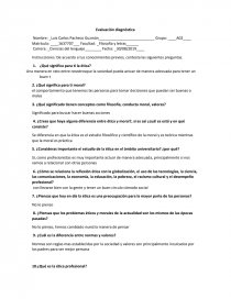 Filosofia. Evaluación diagnóstica. Página 1