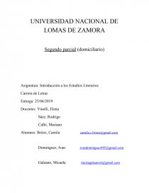 Segundo Parcial( Int. a los Estudios Literarios) UNLZ. Página 1