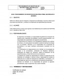 PROCEDIMIENTO DE RECEPCION DE MATERIA PRIMA, MATERIALES E INSUMOS