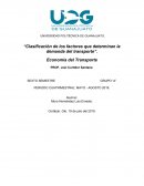 Clasificación de los factores que determinan la demanda del transporte