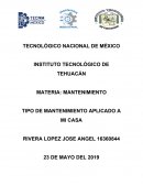 TIPO DE MANTENIMIENTO APLICADO A MI CASA