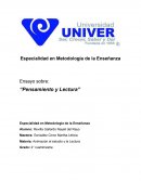 Ensayo sobre: “Pensamiento y Lectura”