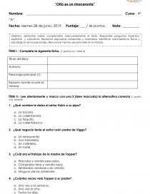 Evaluación Otto es un rinoceronte. Página 1
