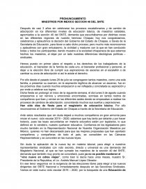 PRONUNCIAMIENTO MAESTROS POR MEXICO SECCION 40 DEL SNTE. Página 1