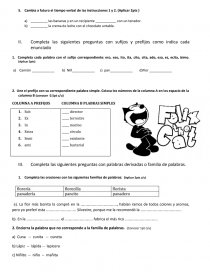 Prueba de sufijos y prefijos. Página 2