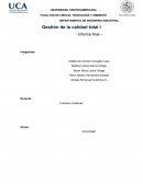 Informe sobre gestión de la calidad en una empresa