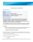 Gestión del capital humano y liderazgo . Programa de capacitación
