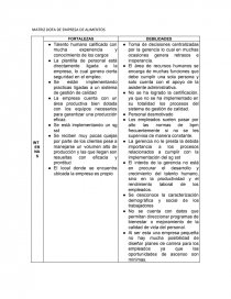 MATRIZ DOFA DE UNA EMPRESA DE ALIMENTOS. Página 1