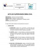 Acta de supervisión obra civil: Proyecto piscícola ocho de Trebol