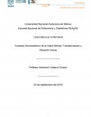 Actividad integradora Contexto socio histórico de la salud mental: transformación y situación actual
