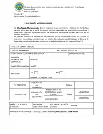 Planificacion microcurricular. PROYECTO INTEGRADOR DE SABERES: (SI CORRESPONDIERA) CONOCIENDO MI ENTORNO. Página 1