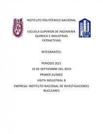 VISITA INDUSTRIAL B EMPRESA: INSTITUTO NACIONAL DE INVESTIGACIONES NUCLEARES. Página 1