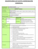 Descripción de Puestos Coordinador Comercial, Jefatura de Cuenta