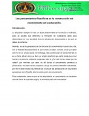 Los pensamientos filosóficos en la construcción del conocimiento en la educación