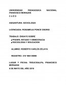 PODER, ESTADO Y DEMOCRACIA SOCIOLOGIA Y EDUCACION