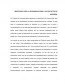 IMPORTANCIA PARA LA ECONOMÍA NACIONAL LOS PROYECTOS DE INVERSIÓN