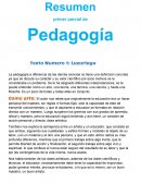 Resumen primer parcial de Pedagogía Texto Numero 1: Luzuriaga