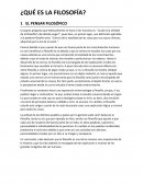 Que es la filosofia. EL PENSAR FILOSÓFICO