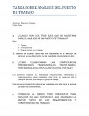 TAREA SOBRE ANÁLISIS DEL PUESTO DE TRABAJO