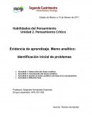 Memo Analitico.- Identificación inicial de problemas