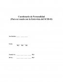 Cuestionario de Personalidad (Para ser usado con la Entrevista del SCID-II)