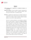 Análisis Descriptivo sobre la importancia de la Planificación Estratégica