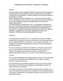 Diferencias entre Políticas, Programas y Proyectos