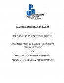 Actividad: Síntesis de la lectura “La educación encierra un Tesoro”