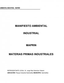 MANIFIESTO AMBIENTAL INDUSTRIAL EMPRESA MAPRIN (MATERIAS PRIMAS INDUSTRIALES). Página 1