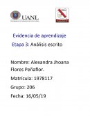 Evidencia de aprendizaje Etapa 3: Análisis escrito
