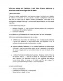 Informe del capitulo I del libro Como elaborar y asesorar una investigación de tesis