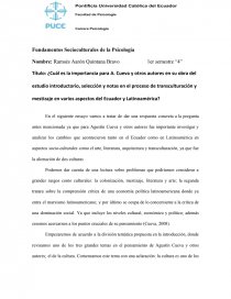 Mestizaje, Transculturacion en América Latina. Página 1