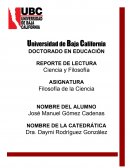 Filosofía de la Educación Reporte de Lectura 1 UBC