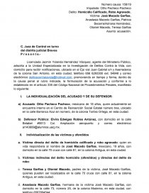 Acusacion Homicidio y Robo. Página 1