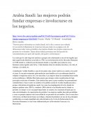 Arabia Saudí: las mujeres podrán fundar empresas e involucrarse en los negocios