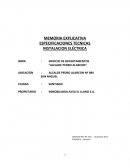 MEMORIA EXPLICATIVA ESPECIFICACIONES TECNICAS INSTALACION ELÉCTRICA