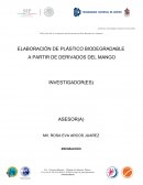 ELABORACIÓN DE PLÁSTICO BIODEGRADABLE A PARTIR DE DERIVADOS DEL MANGO