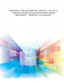 PRINCIPIOS Y OBLIGACIONES DEL ARTÍCULO 1RO. DE LA CONSTITUCION POLITICA DE LOS ESTADOS UNIDOS MEXICANOS Y “DERECHO A LA IGUALDAD”